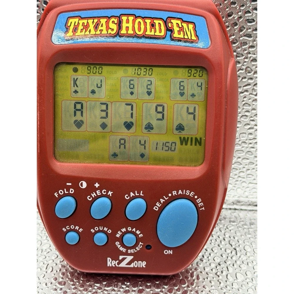 Reczone Texas Hold Em Electronic Handheld Game Travel Pocket Vtg Tested Working